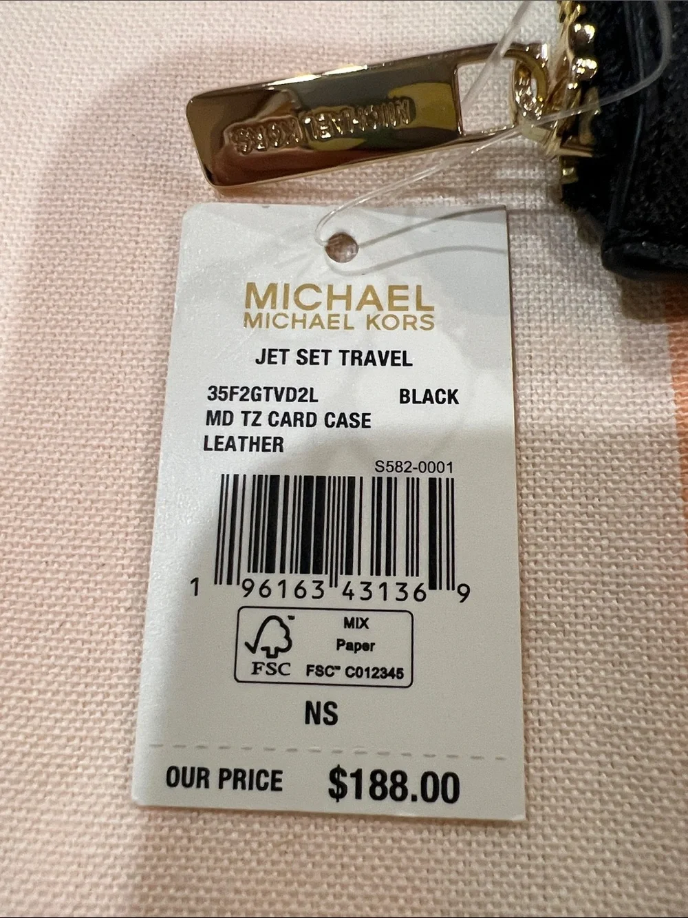 Michael Kors Black Leather Card Holder with Gold Logo